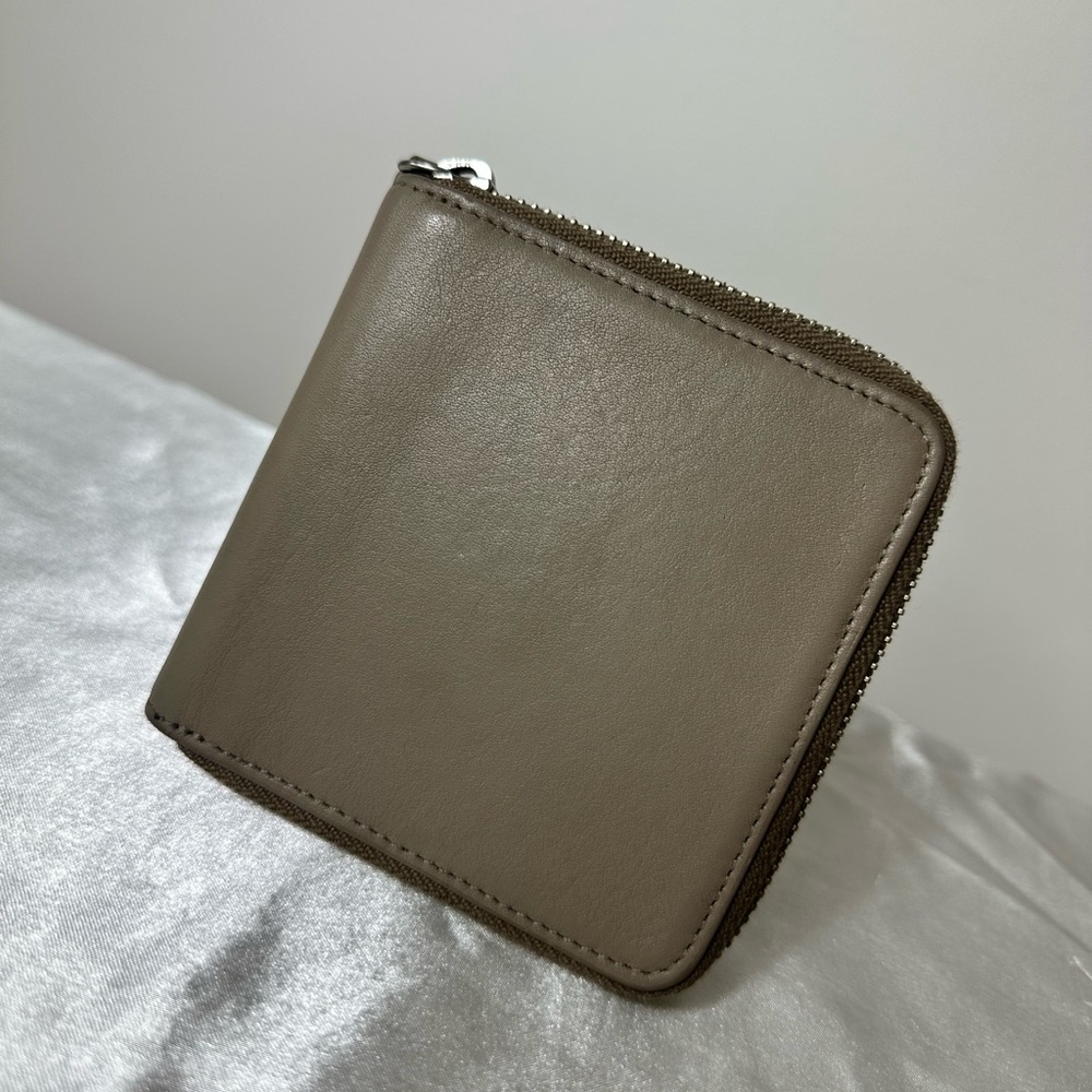 Compact Taupe Leather Zip Wallet - Women's Wallet